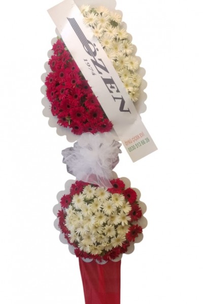 Kırmızı Beyaz Çiftli Çelenk