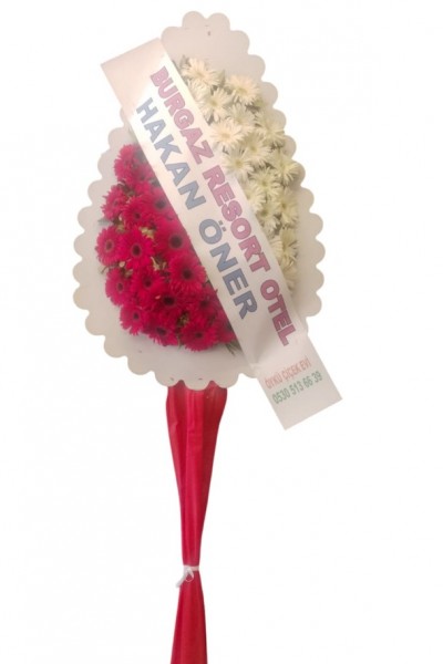 Kırmızı Beyaz Tekli Çelenk