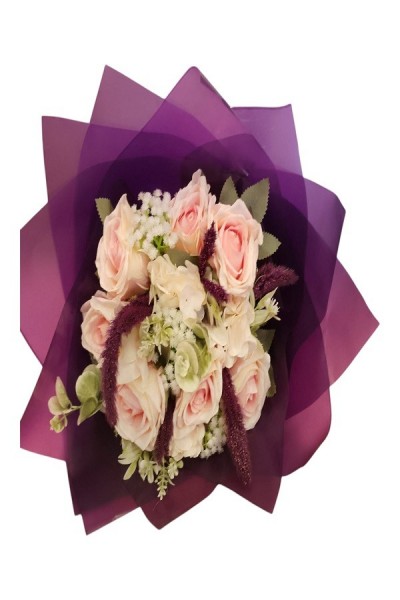 Morun Asaletiyle Somon Yapay Gül Buketi